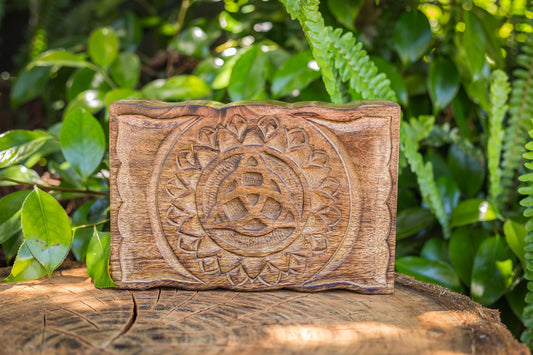 Carved Wooden Box | Large Triquetra