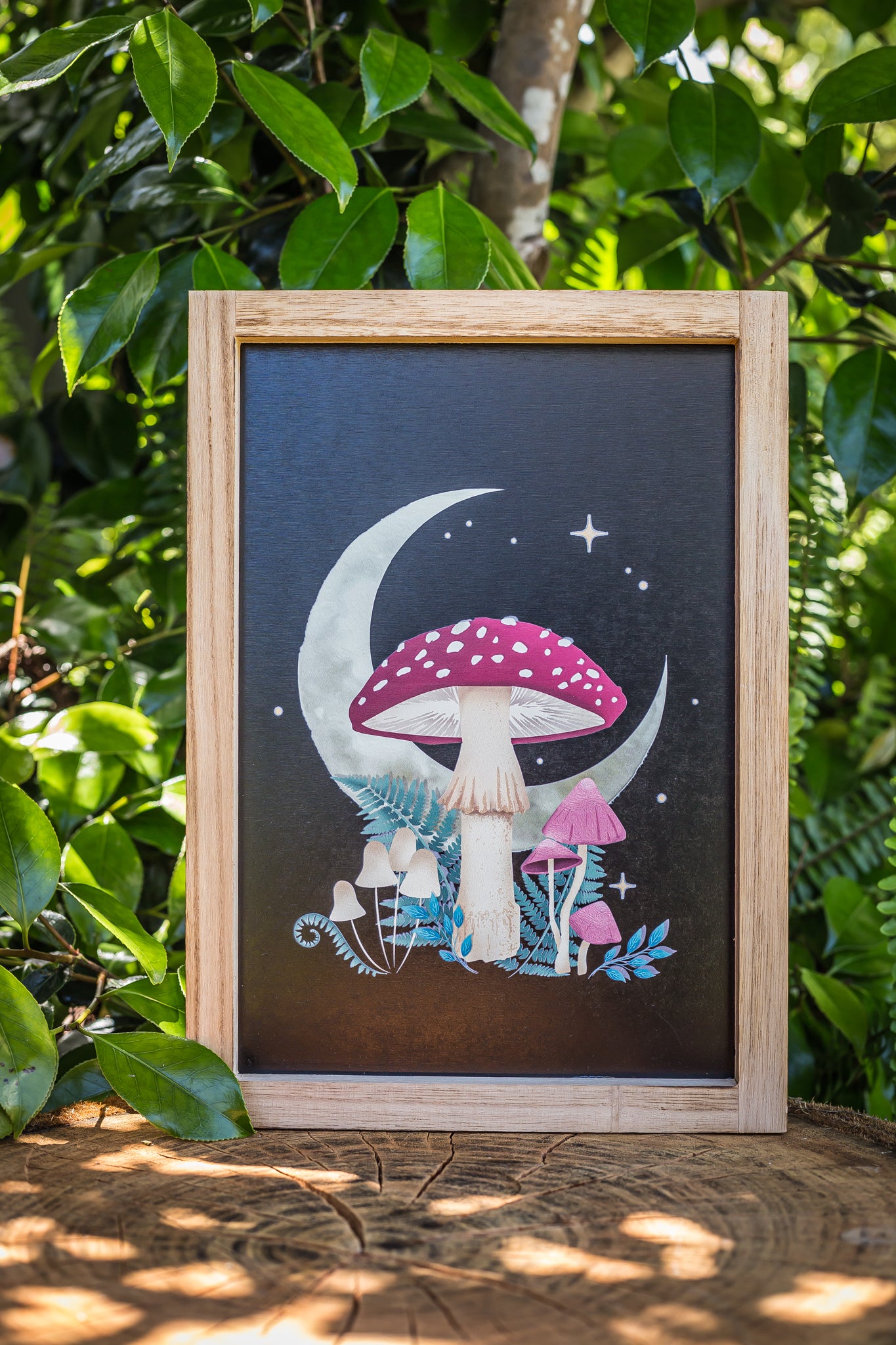 Forest Mushroom Wooden Frame Art