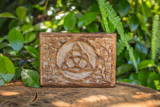 Carved Wooden Box | Triquetra